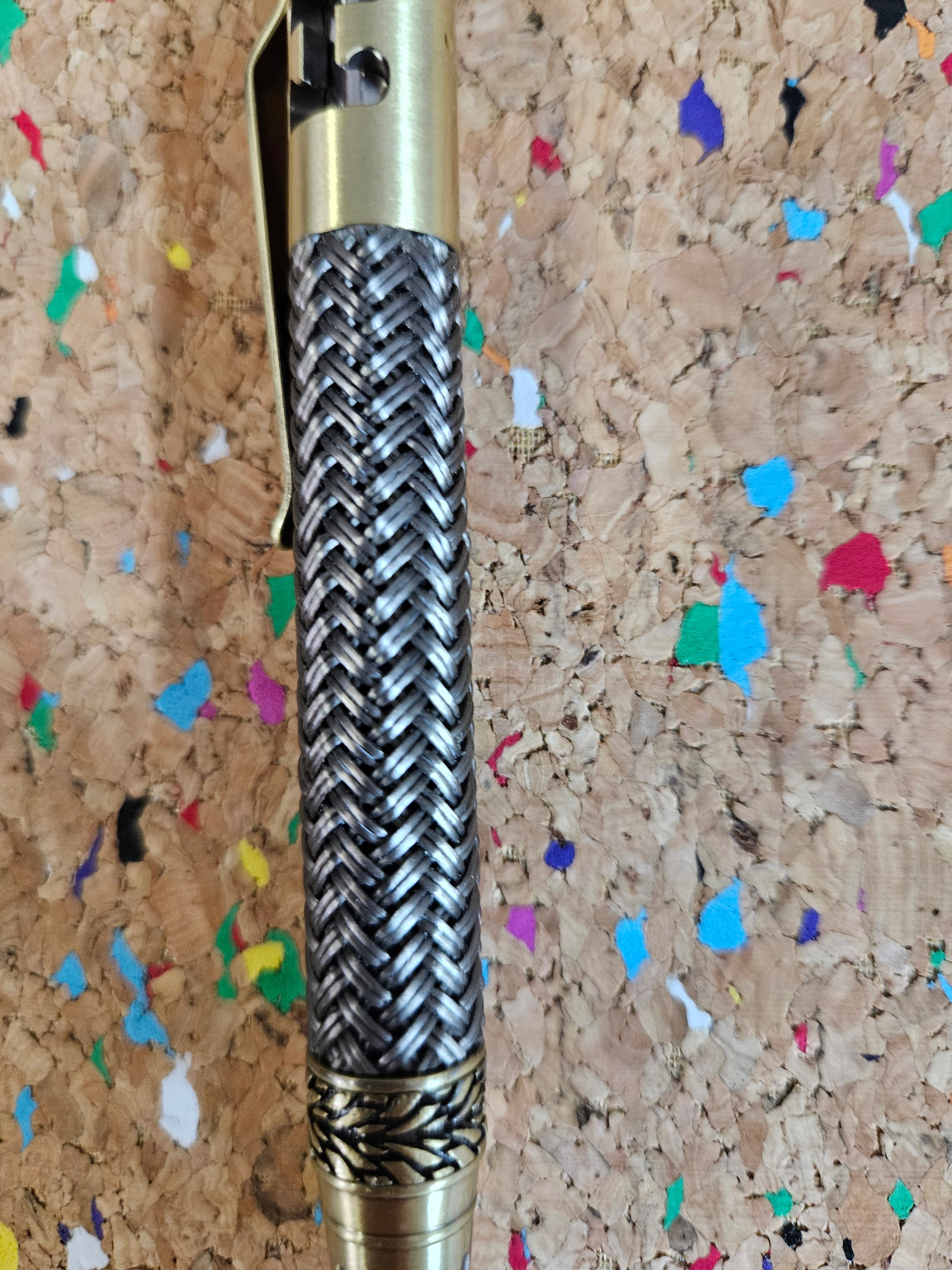 Gearshift True Feel Carbon Fiber Bolt Action Pen with Tire Texture Antique Brass Pen Kit