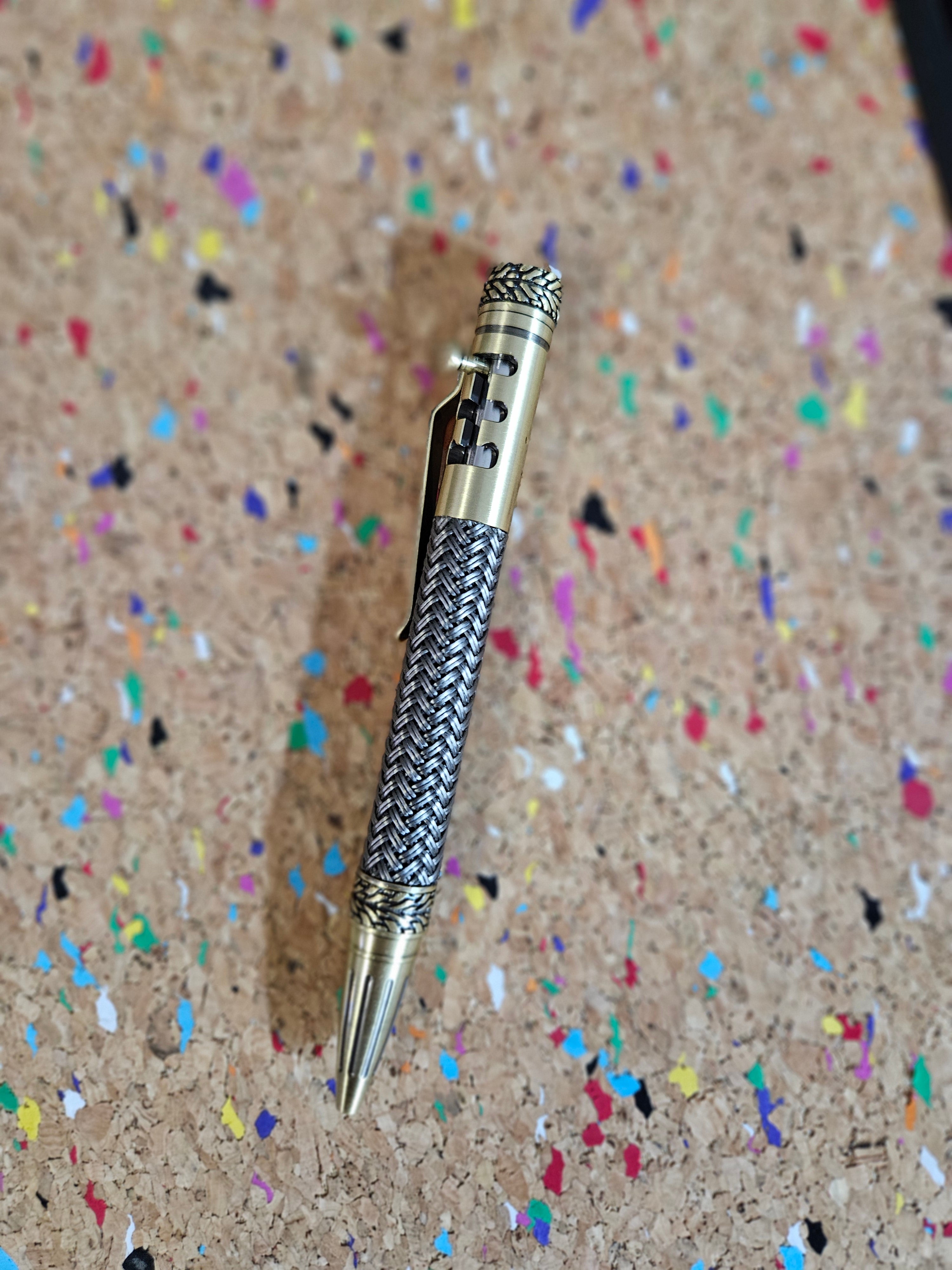 Gearshift True Feel Carbon Fiber Bolt Action Pen with Tire Texture Antique Brass Pen Kit
