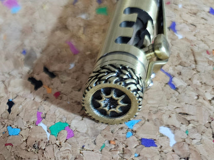 Gearshift True Feel Carbon Fiber Bolt Action Pen with Tire Texture Antique Brass Pen Kit