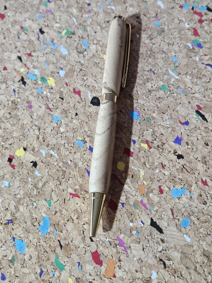 Lightweight Spalted Maple Wooden Pen with a Slimline Gold Pen Kit