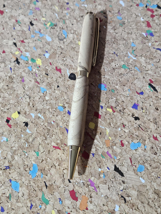 Lightweight Spalted Maple Wooden Pen with a Slimline Gold Pen Kit