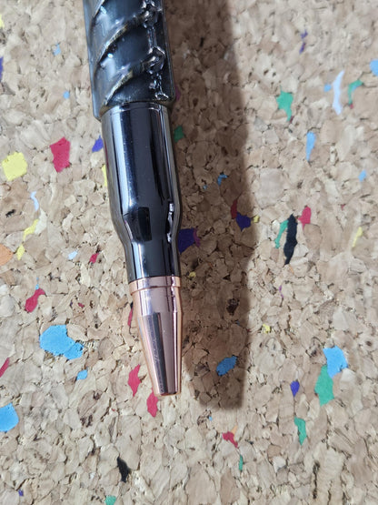 Rebar Bolt Action Pen | Gunmetal with Rifle Clip | Unique Pen, Perfect Gift for Gun Lovers and Construction Workers