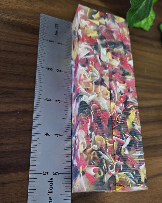 Pen Blanks: Recycled Resin Ribbons Cast in a Clear Resin Maryland Flag Inspired Set of 2