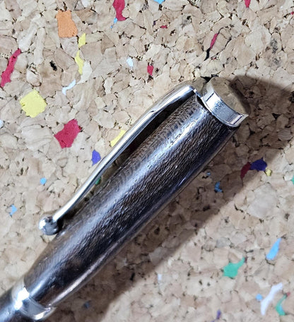 Lightweight Black Walnut Wooden Pen with a Slimline Chrome Pen Kit and a Fancy Ball Clip