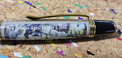 Civil War Forever Stamp Sesquicentennial (150 years) Pen, Battle of New Orleans April 24-May 1, 1862, Black Chrome and Gold Accents