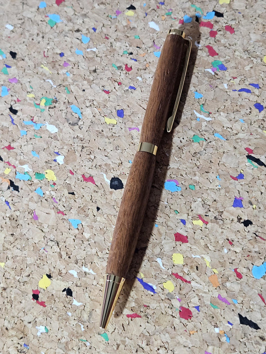 Lightweight African Mahogany Wooden Pen with a Slimline Gold Pen Kit and a Sleek Black Clip