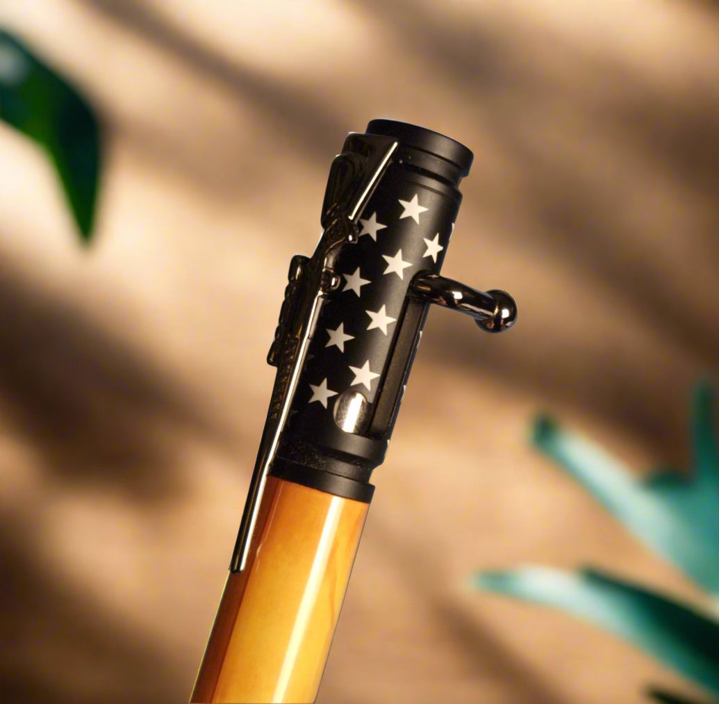 Gadsden Flag Bolt Action Pen, Bright Yellow Body & Black Ceramic Riffle Pen Kit, American Patriot Gifts