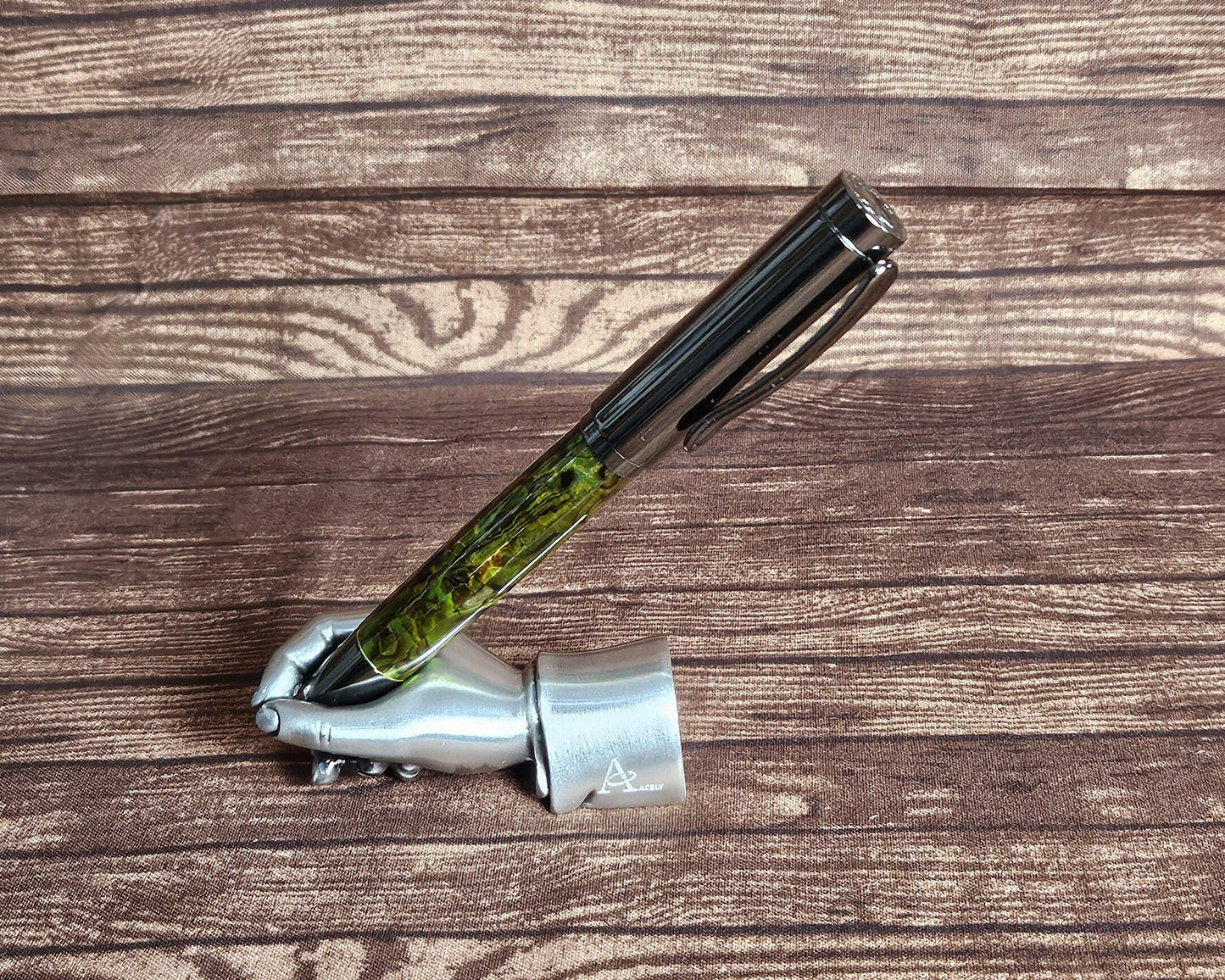 Natural Green Abalone Shell Pen With Gunmetal Cap | Unique Handcrafted Writing Gift