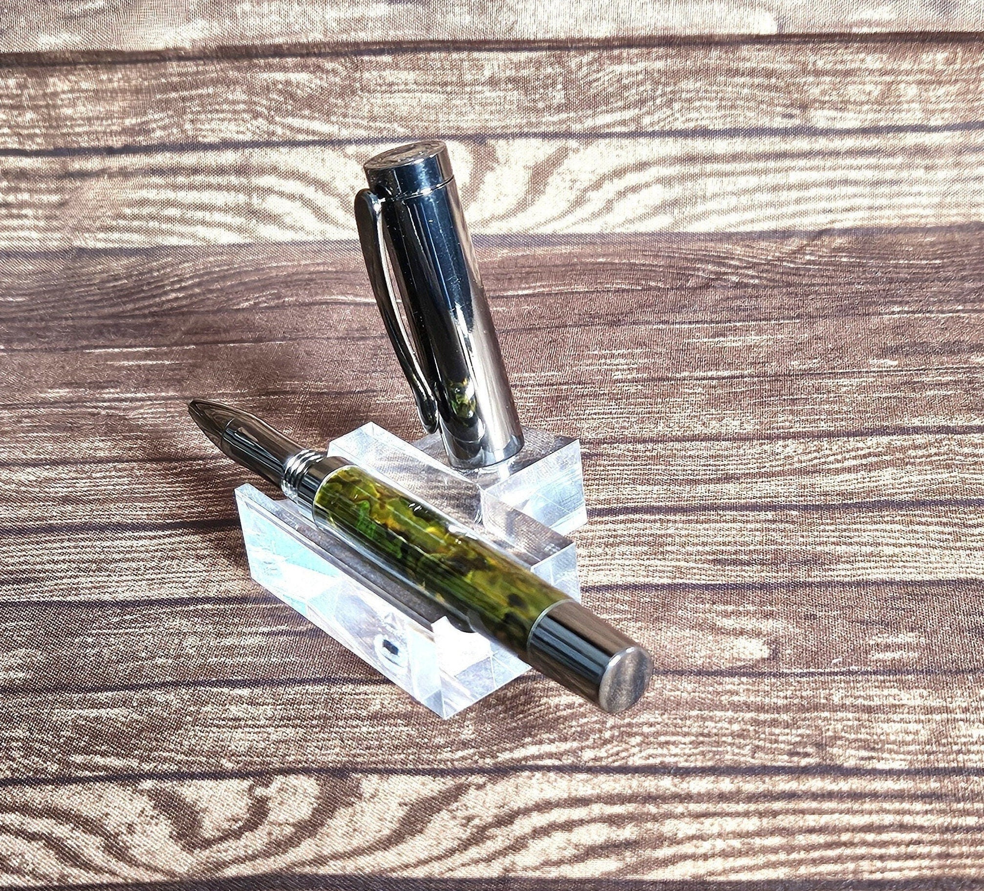 Natural Green Abalone Shell Pen With Gunmetal Cap | Unique Handcrafted Writing Gift