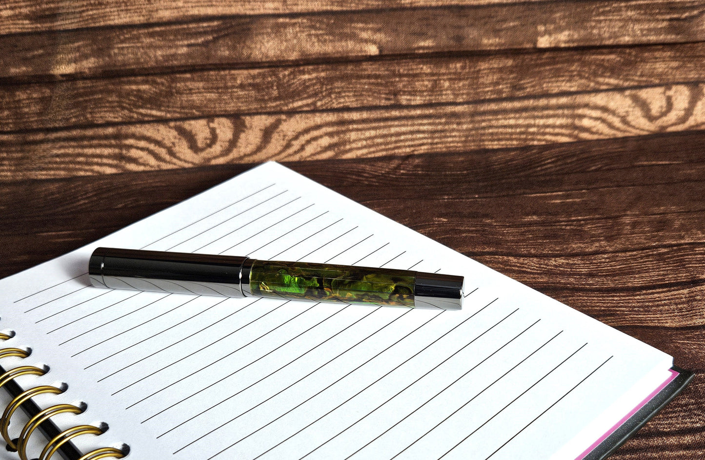 Natural Green Abalone Shell Pen With Gunmetal Cap | Unique Handcrafted Writing Gift