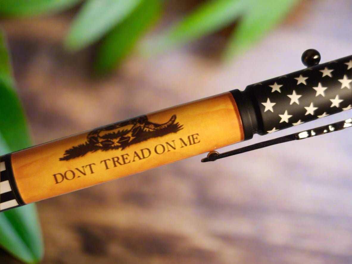 Gadsden Flag Bolt Action Pen, Bright Yellow Body & Black Ceramic Riffle Pen Kit, American Patriot Gifts