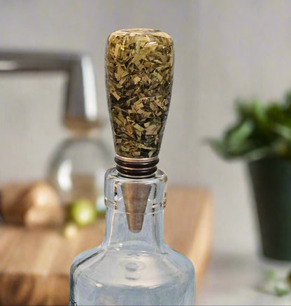 Bottle Stopper with Shredded Money Cast in Clear Resin with a Stainless Steel Bottle Stopper