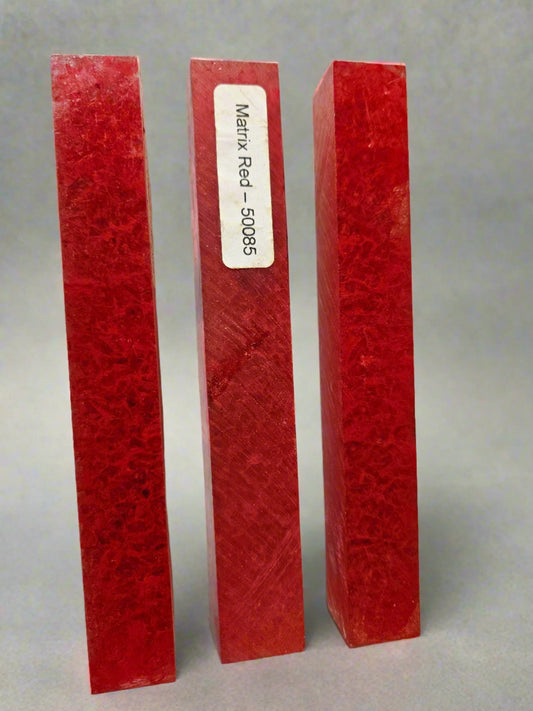 Pen Blanks: Matrix Red Transparent Resin Pen Blank Set of 3
