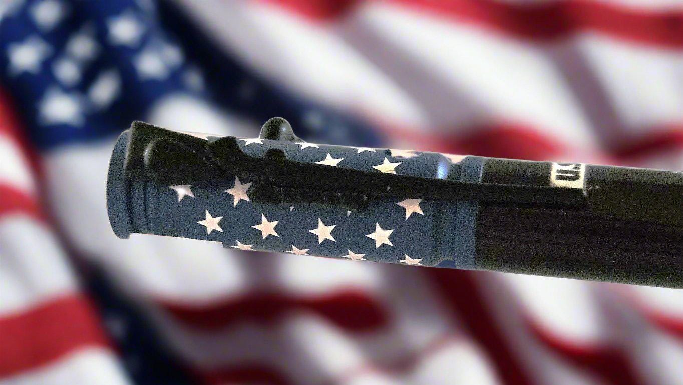 Veteran "I Will Salute the Flag" Bolt Action Pen - Blue Ceramic Pen Kit, Handcrafted Gift for Veterans, USA Patriot Keep Sake