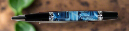 Blue and Black Music Notes Label Cast Pen with a Sleek Black and Chrome Pen Kit
