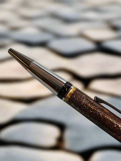 Beaten Copper and Mixed Metals Pen with a Chrome and Gunmetal Pen Kit