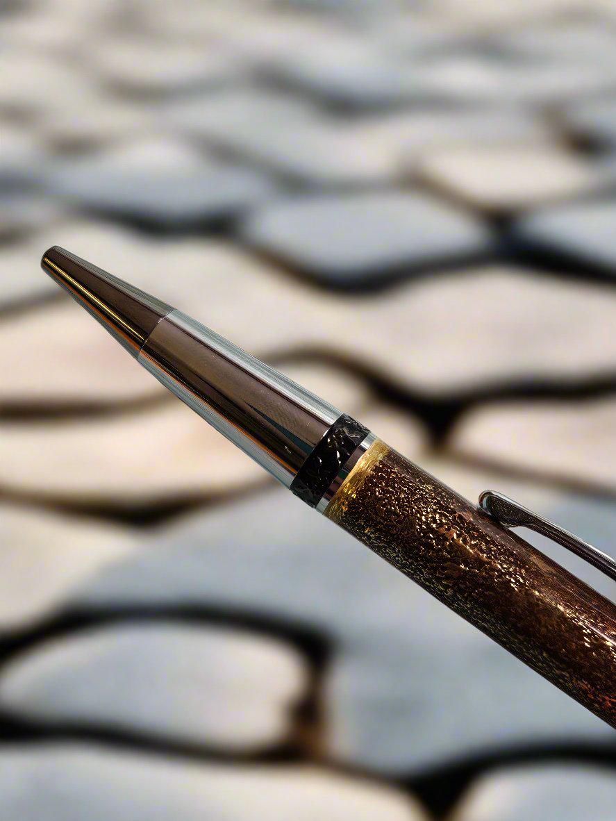 Beaten Copper and Mixed Metals Pen with a Chrome and Gunmetal Pen Kit