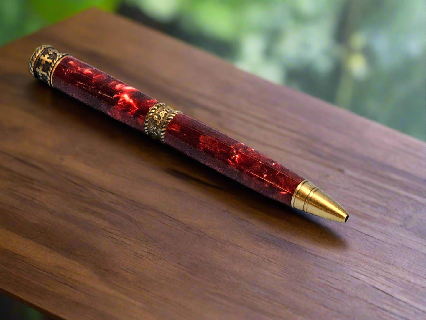 Faith, Hope, and Love Pen with Crushed Red Velvet and Antique Brass Pen Kit