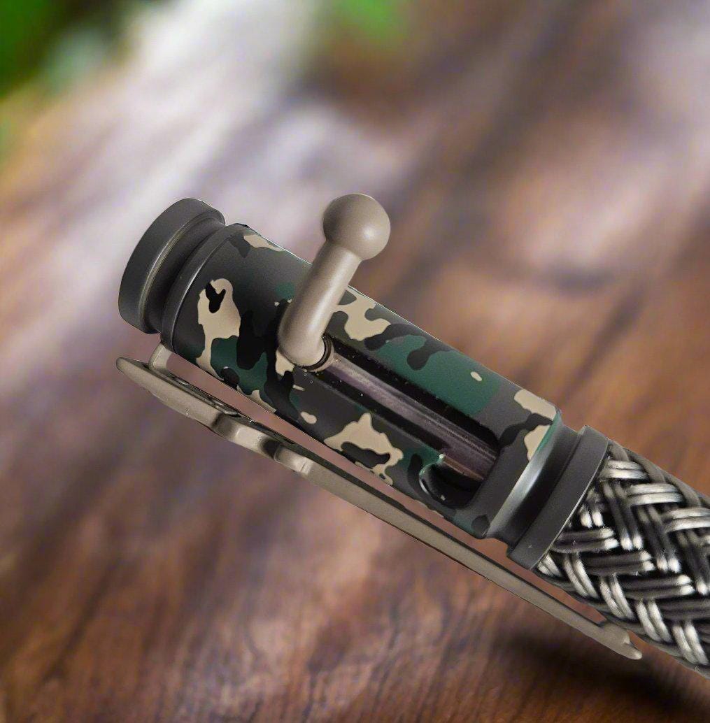 Camouflage Bolt Action Pen, Carbon Fiber Body & Woodland Ceramic Riffle Kit, Perfect Gift for Hunters