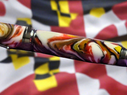 A Unique Pen Inspired by the Maryland State Flag with a Black Titanium/Platinum Cigar Pen Kit