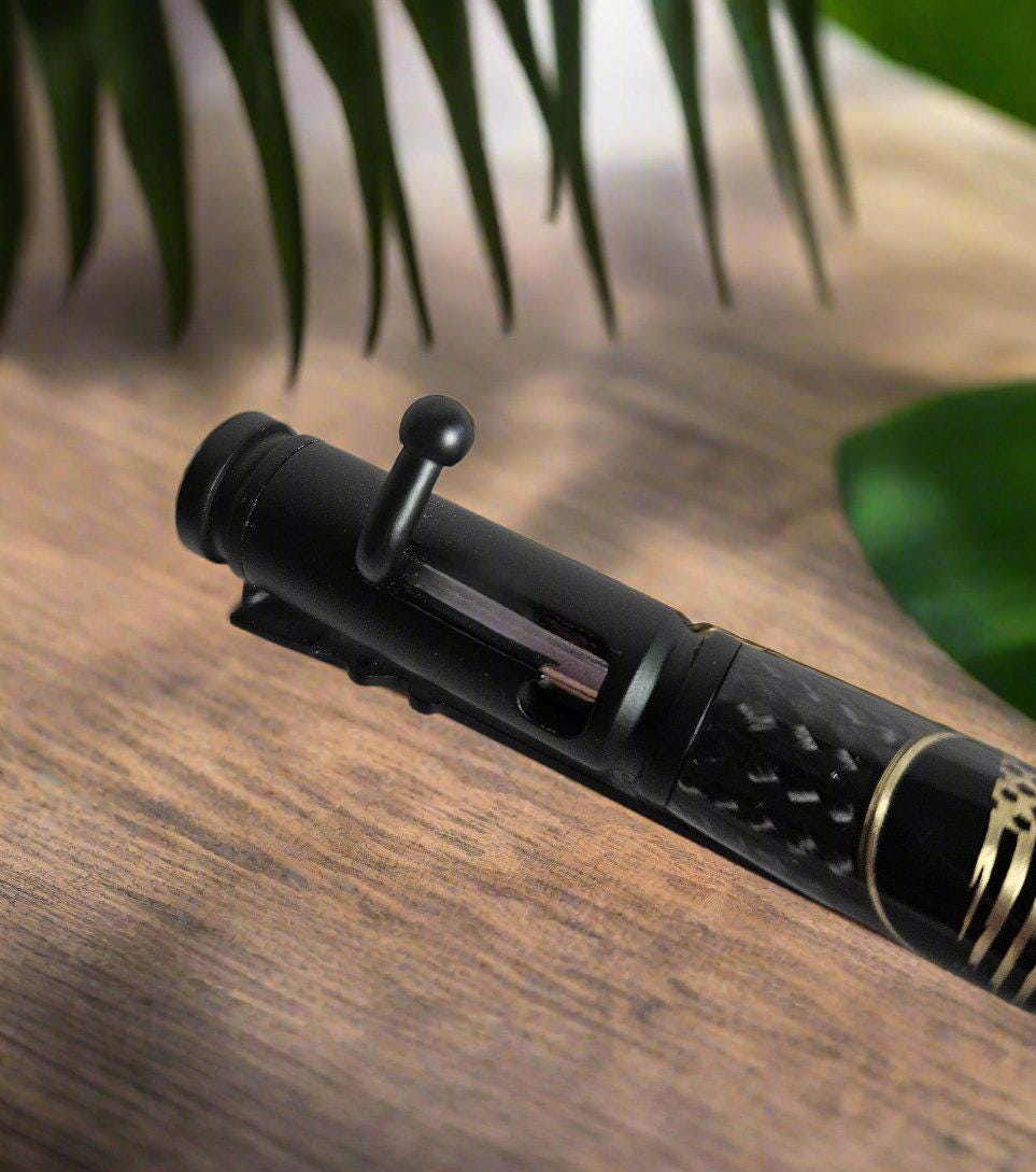 We the People Coin Bolt Action Pen | Black Carbon Fiber Sleeve & Black Chrome Kit | Unique Gift for Collectors