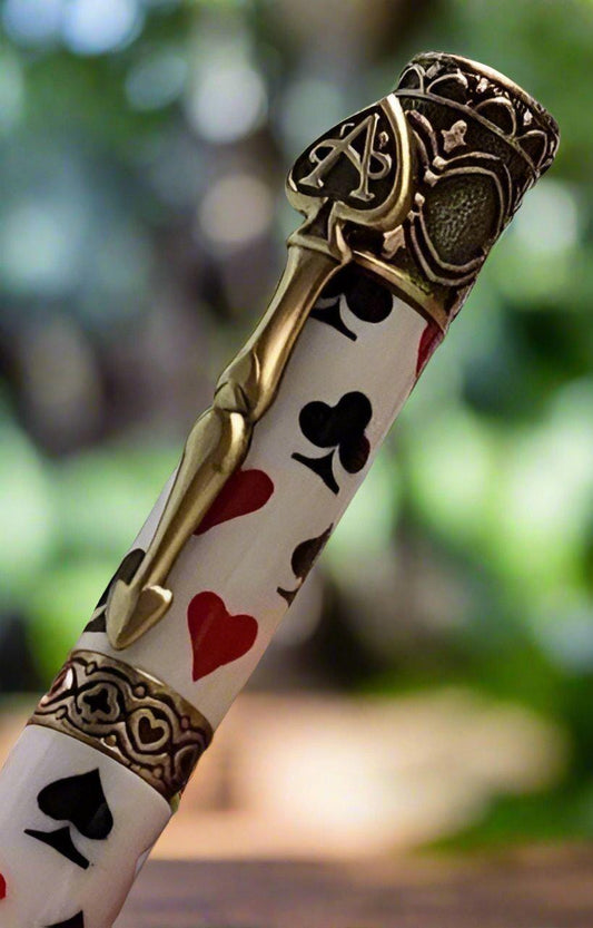 Wild Card - Four Suit Pen with an Antique Brass Ace Pen Kit