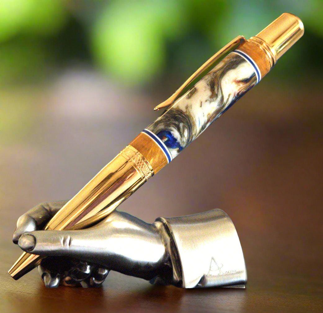 Golden Segmented - Multi Color - Glittery Swirl Resin Pen with a Golden Pen Kit