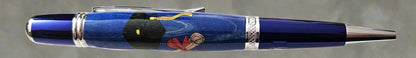 Wooden Inlay, Cap and Diploma, Graduation Pen with a Spectrum Blue Chrome Pen Kit