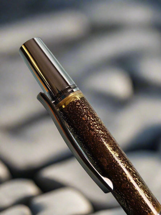 Beaten Copper and Mixed Metals Pen with a Chrome and Gunmetal Pen Kit