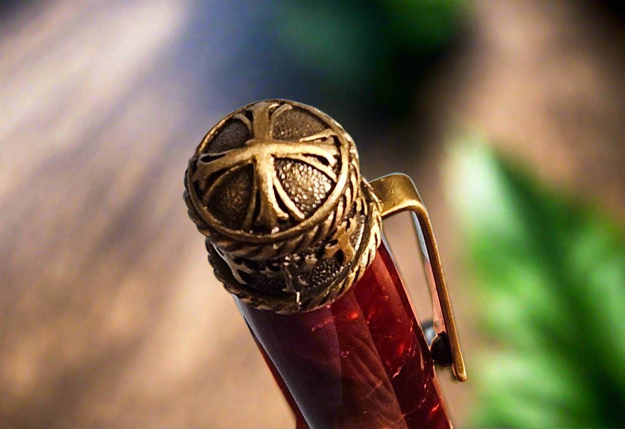 Faith, Hope, and Love Pen with Crushed Red Velvet and Antique Brass Pen Kit