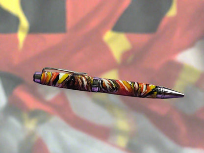 A Unique Pen Inspired by the Maryland State Flag with a Black Titanium/Platinum Cigar Pen Kit