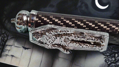 Haunted Halloween Carbon Fiber and Clear Resin Pen with a Chrome Halloween Pen Kit Featuring a Mummy, a Zombie, and a Jack-O-Lantern