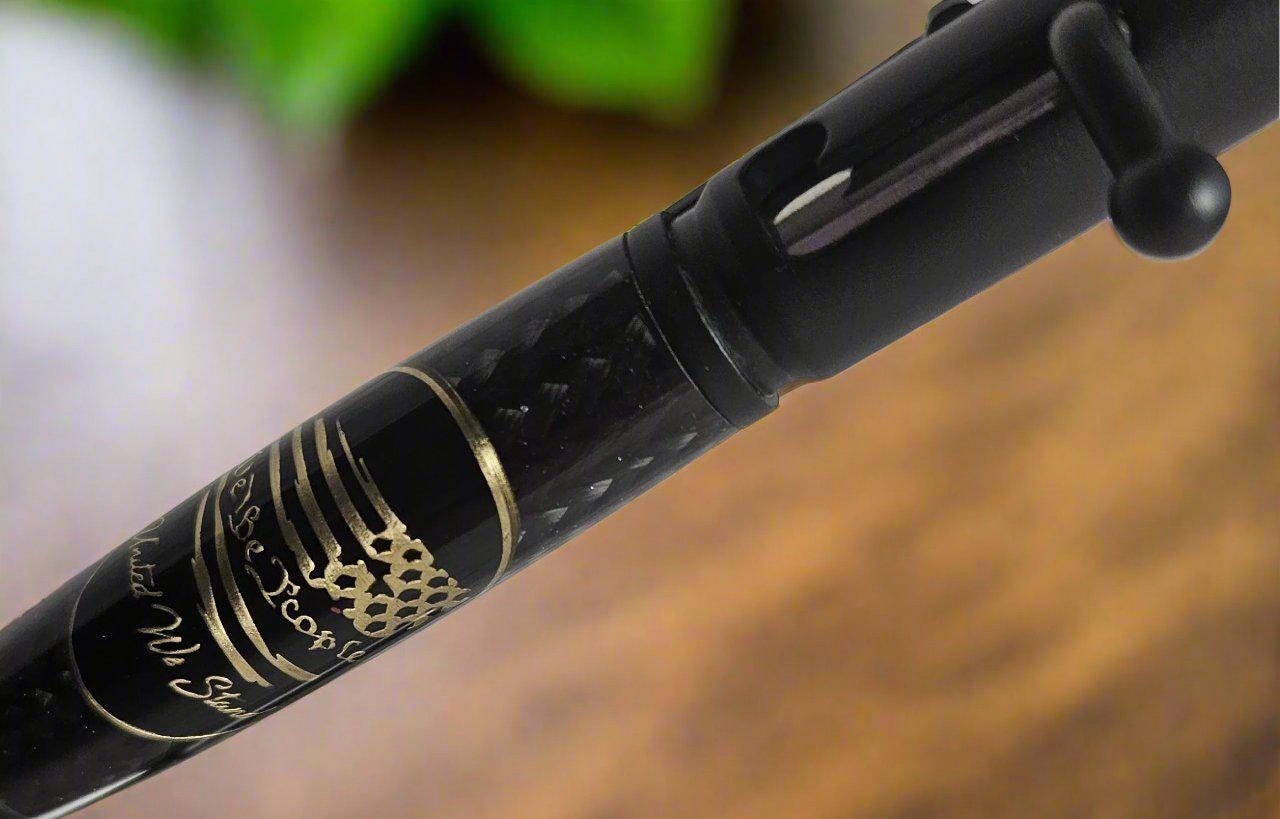 We the People Coin Bolt Action Pen | Black Carbon Fiber Sleeve & Black Chrome Kit | Unique Gift for Collectors