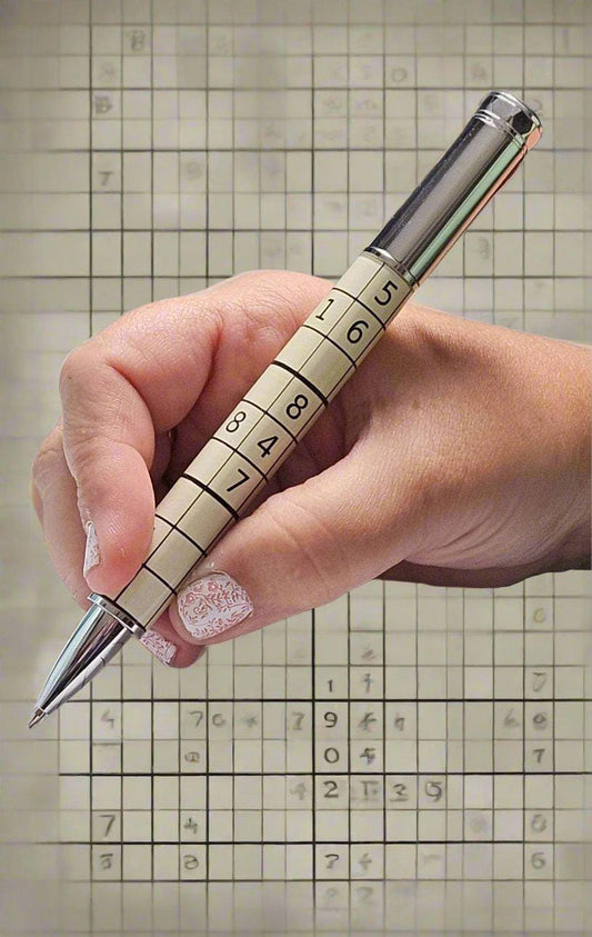 Sudoku Gaming Pen with Magnetic Cap & Chrome Pen Kit | Perfect Gift for Puzzle Lovers | Unique Writing Instrument