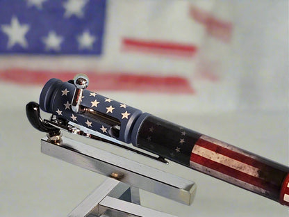 Antiqued American Betsy Ross Flag Pen, Bolt Action Ceramic & Chrome Pen Kit, Riffle Clip, Patriotic Writing Gift