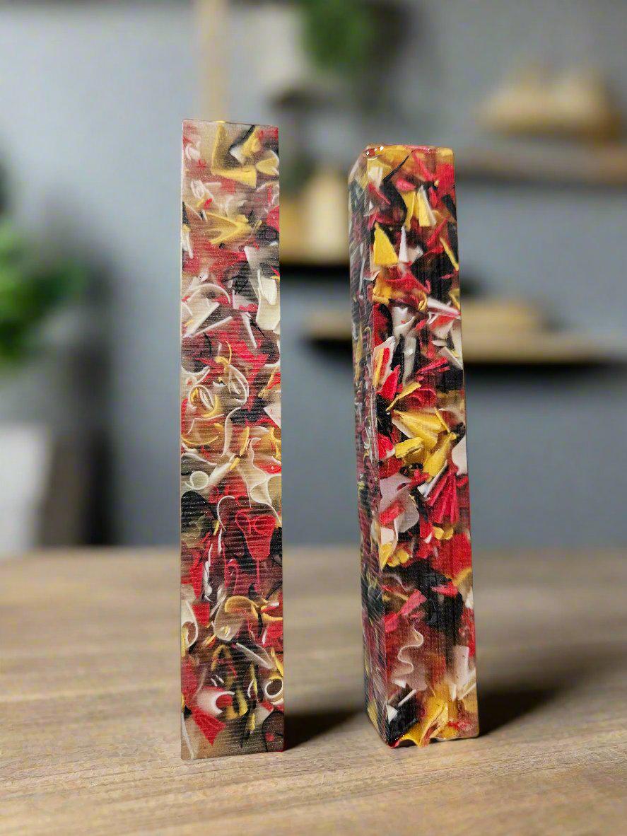 Pen Blanks: Recycled Maryland Inspired Colored Resin Ribbons Cast in Clear Resin