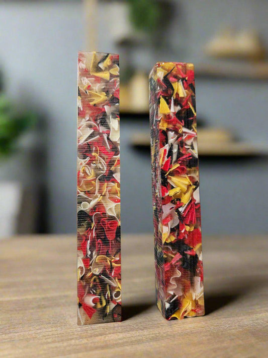 Pen Blanks: Recycled Maryland Inspired Colored Resin Ribbons Cast in Clear Resin