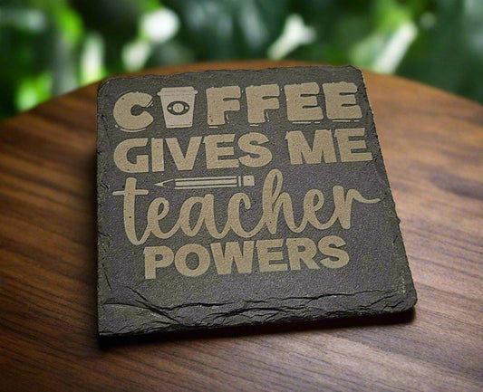 Slate Coasters Adorned with Unique Designs Set of 4 with Laser Etching