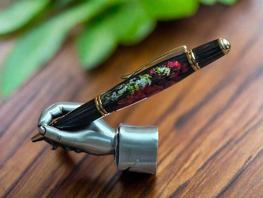 Fractal Flower Angel Label Cast AI Generated Pen with a Titanium Gold and Black Titanium Pen Kit