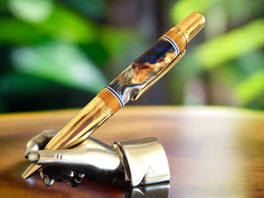 Golden Segmented - Multi Color - Glittery Swirl Resin Pen with a Golden Pen Kit