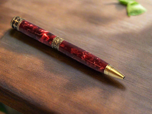 Faith, Hope, and Love Pen with Crushed Red Velvet and Antique Brass Pen Kit