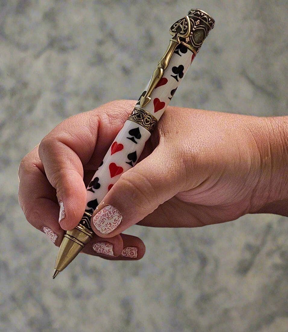 Wild Card - Four Suit Pen with an Antique Brass Ace Pen Kit