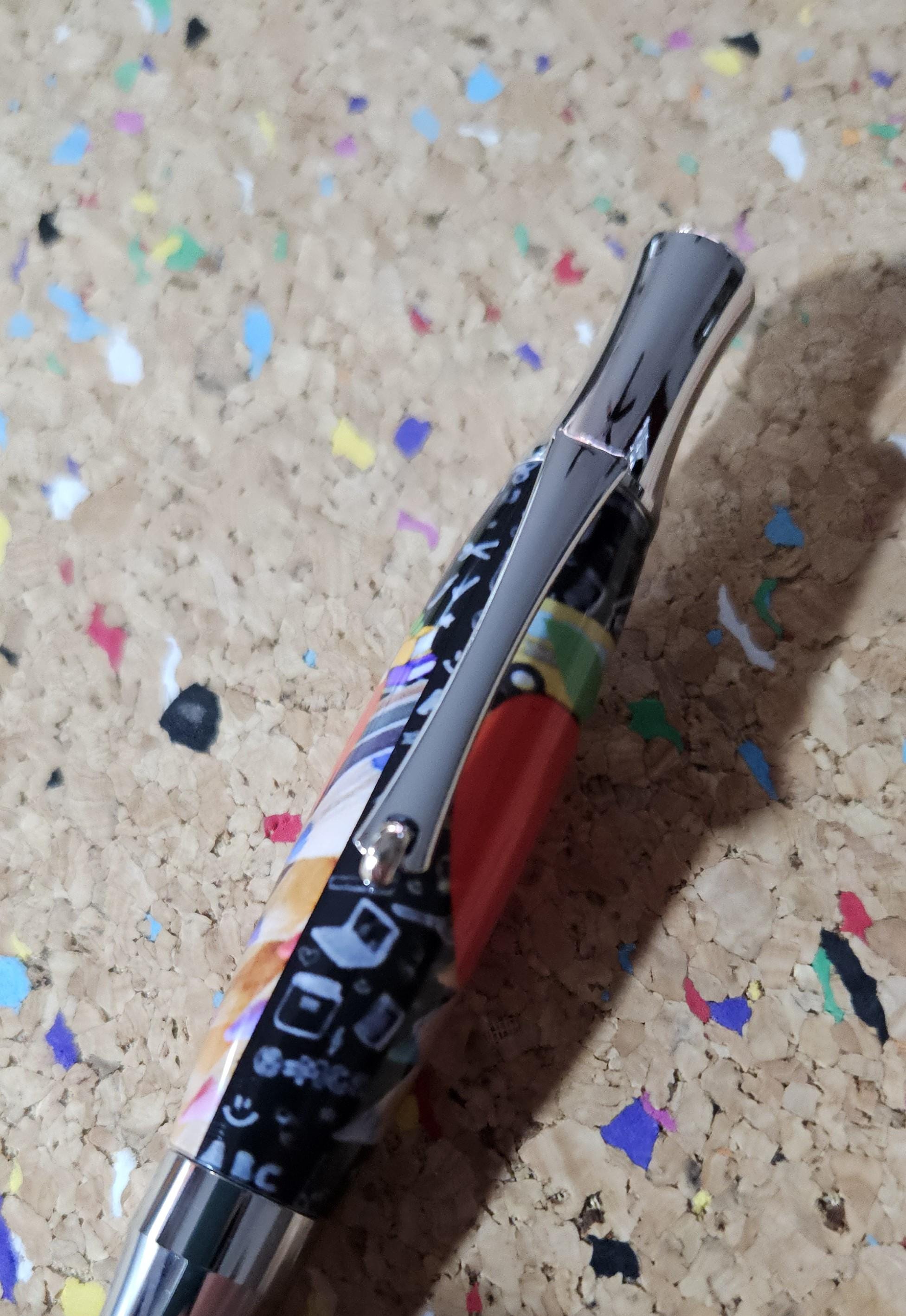 Teacher Celebration Pen Adorned with a Red Apple Label Cast and a Sleek Chrome Virage Pen Kit