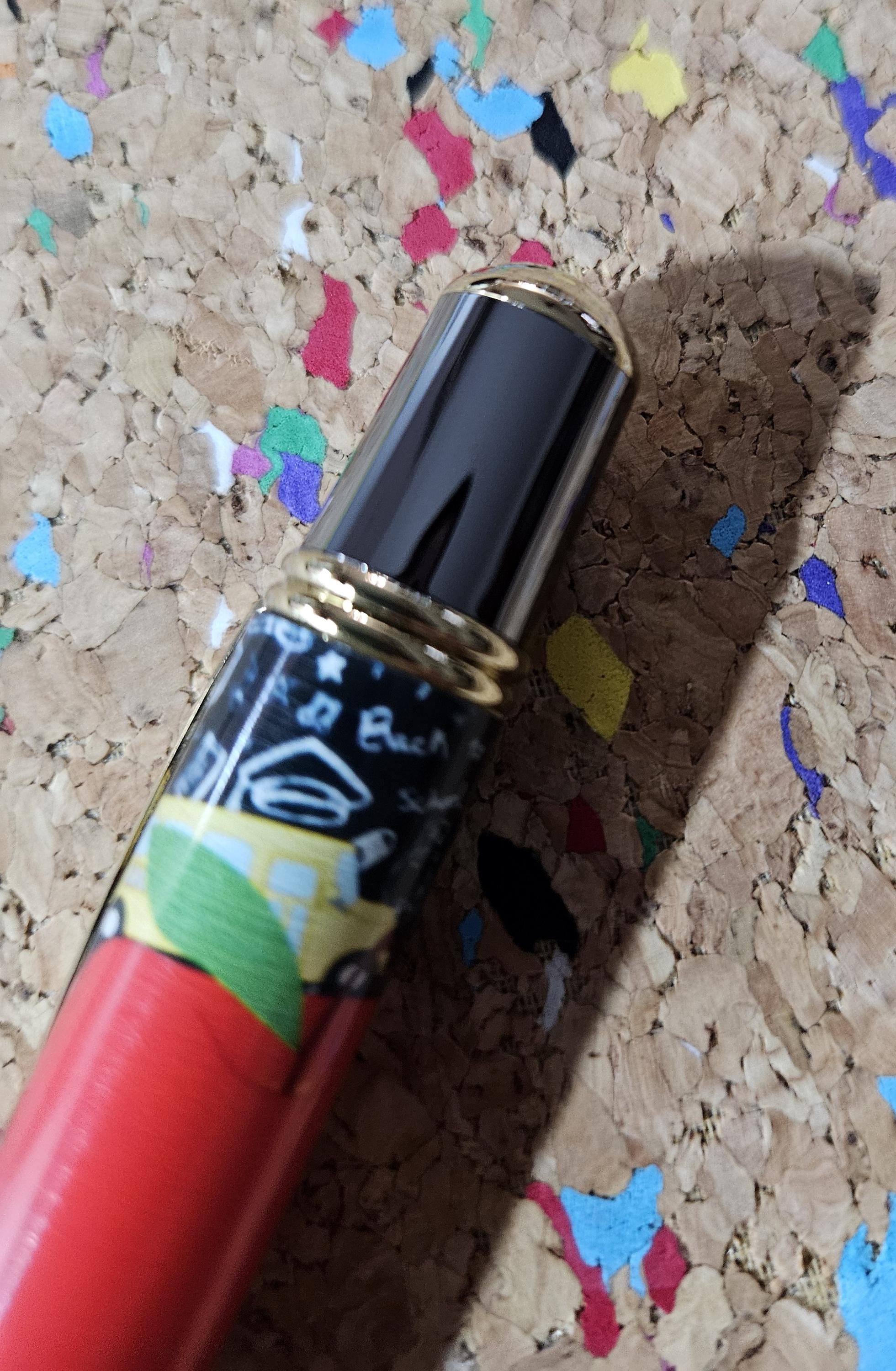 Teacher Celebration Pen Adorned with a Red Apple Label Cast and a Sleek Gunmetal and Gold Accent Pen Kit
