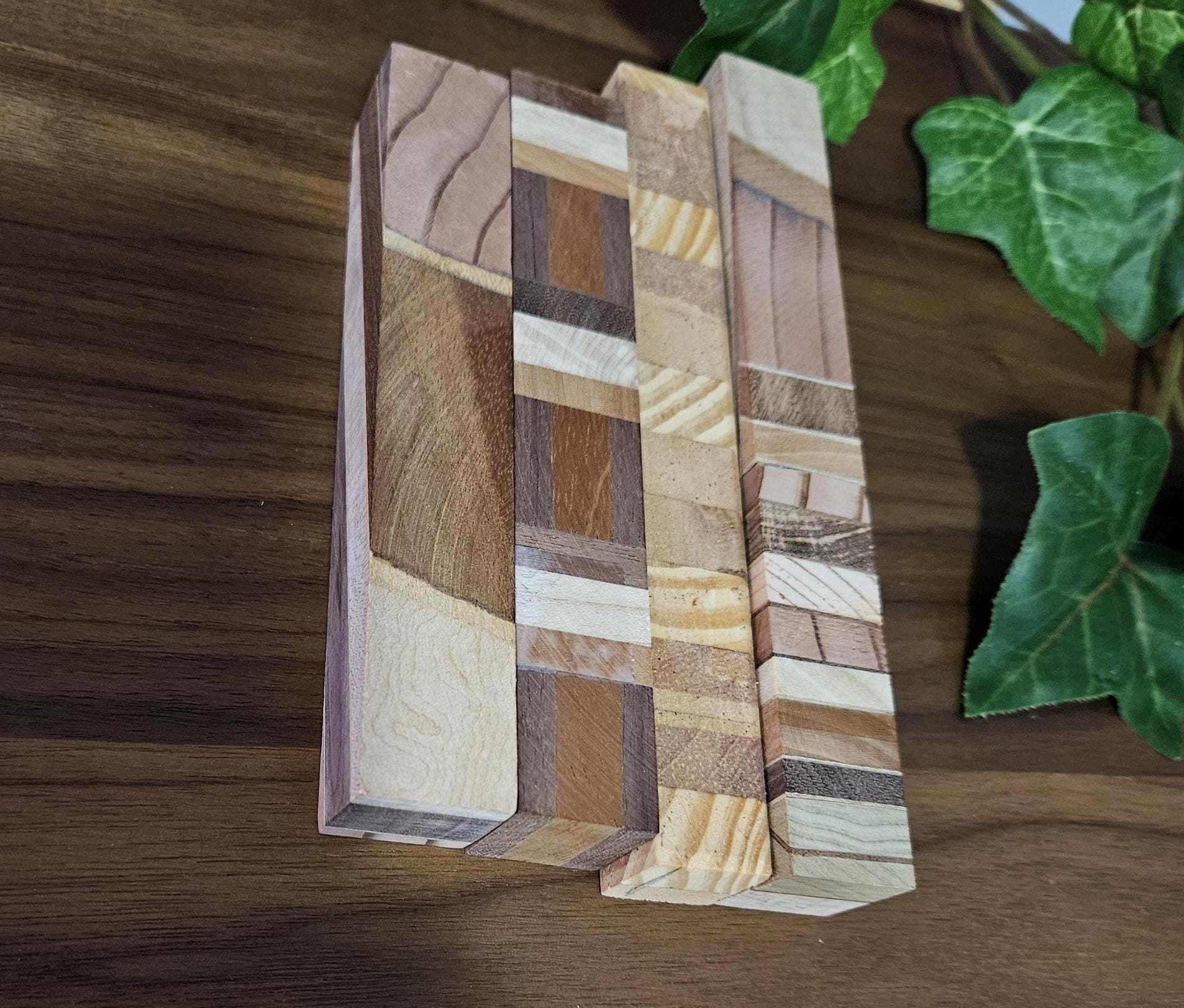 Pen Blanks: Wooden Segmented Blanks #1 -  5" to 6" Long - Includes Walnut, Cherry, Padauk, and Maple Woods