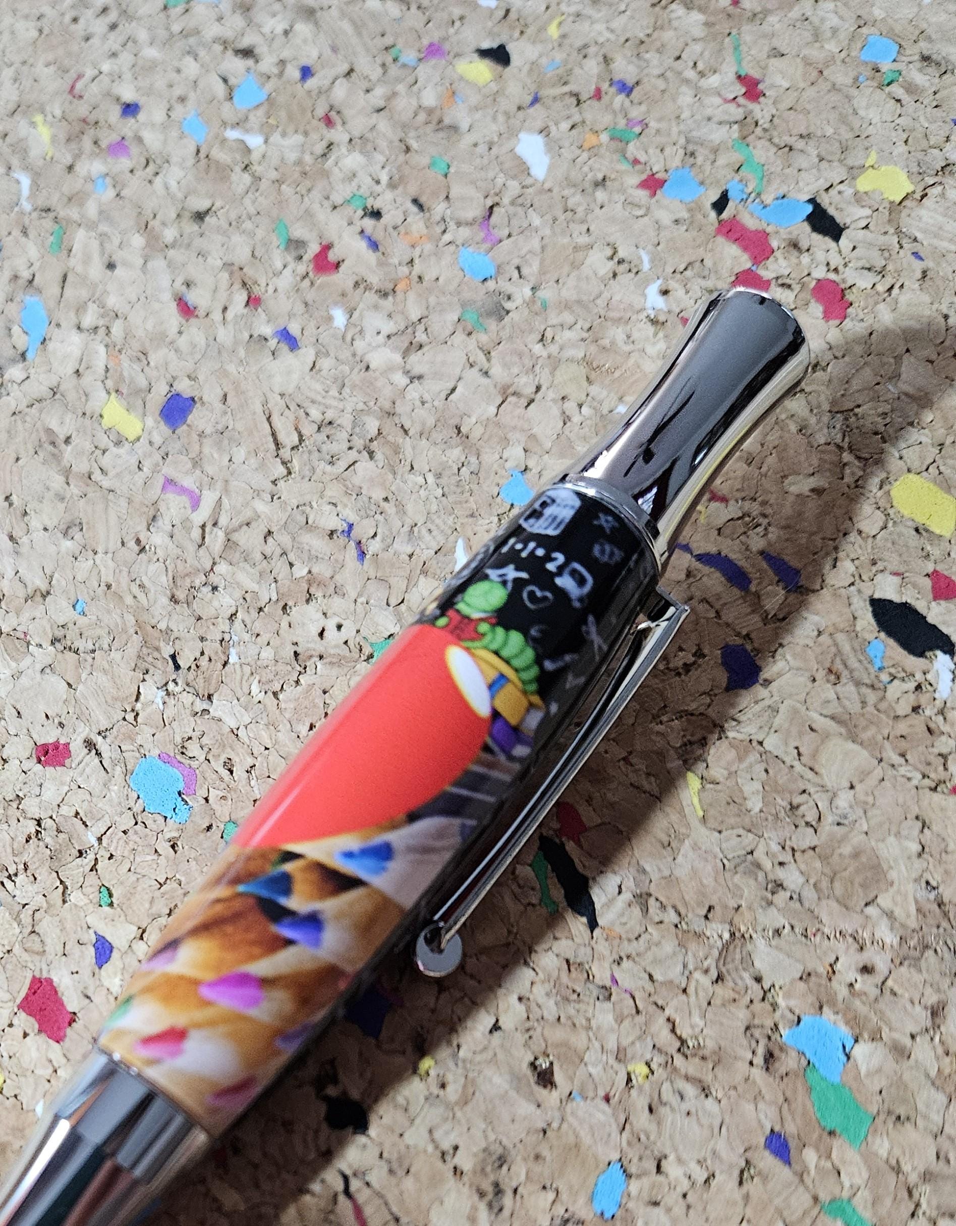 Teacher Celebration Pen Adorned with a Red Apple Label Cast and a Sleek Chrome Virage Pen Kit