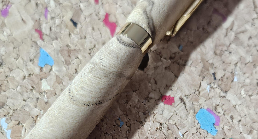Lightweight Spalted Maple Wooden Pen with a Slimline Gold Pen Kit