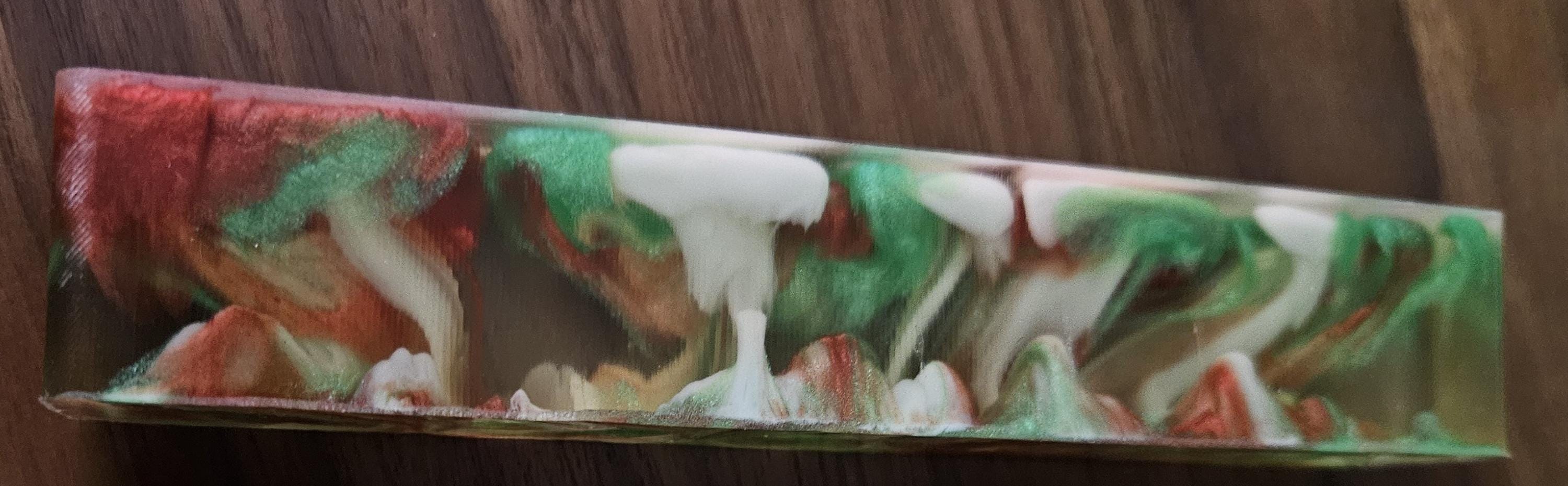 Pen Blanks: Christmas-Inspired Drop Technique Resin Pen Blanks using Red, Green, and White Resin