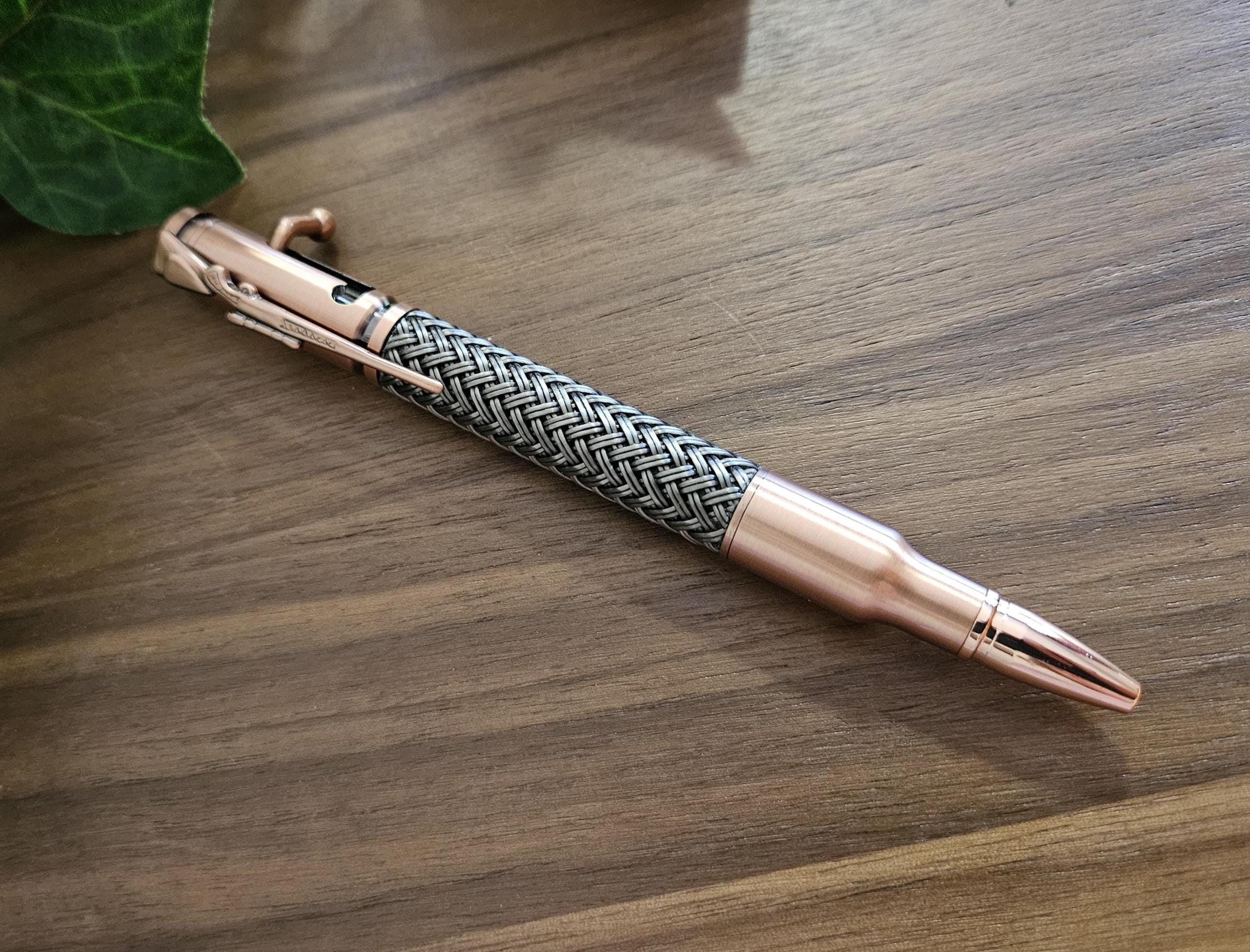 Antique Copper Bolt Action True Feel Carbon Fiber Pen with Rifle Clip, Gift for Hunters