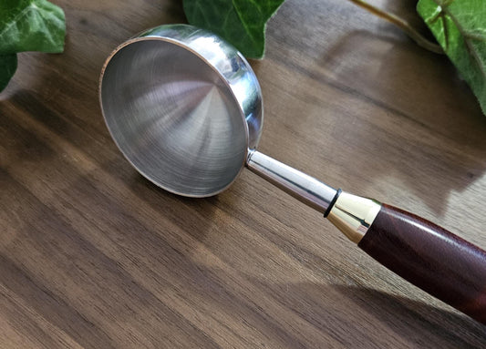 Amboyna Wooden Coffee Scoop with 2 Tablespoon Stainless Steel Scoop and Gold Accents